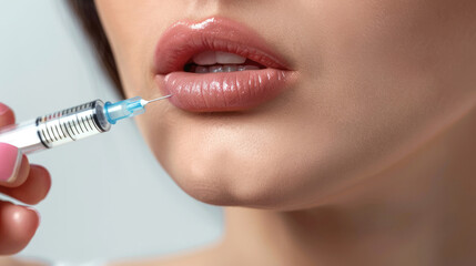 Injection cosmetology, injections to change the shape and enlargement of lips. Beauty injections, aesthetic cosmetology.