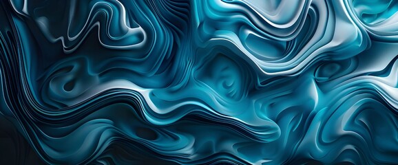 Obraz premium A fluid art abstract background featuring swirling shades of deep blues and aquamarine creating a serene and captivating ocean-inspired design.