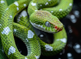 Fototapeta premium Close-Up of a Green Pit Viper
