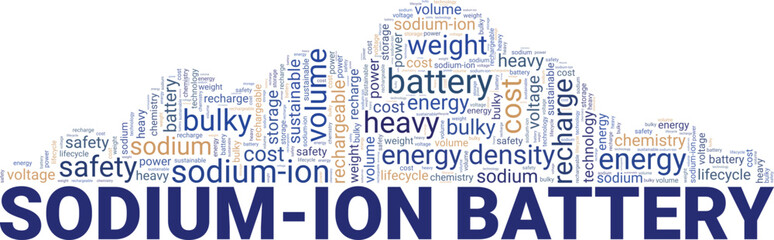 Obraz premium Sodium-ion Battery word cloud conceptual design isolated on white background.