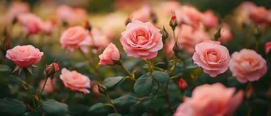 Fototapeta premium Delicate Pink Roses in Bloom.