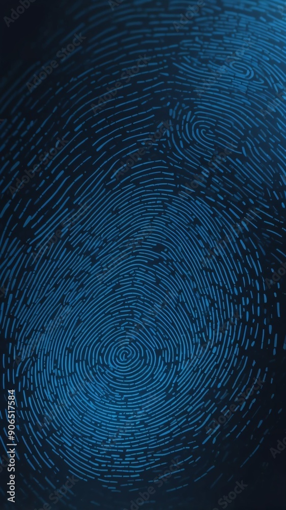 Sticker blue digital fingerprint scan pattern technology abstract background with copy space