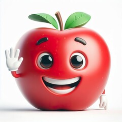Advertising - product photo of high detailed 3D cartoon character of smiling Apple