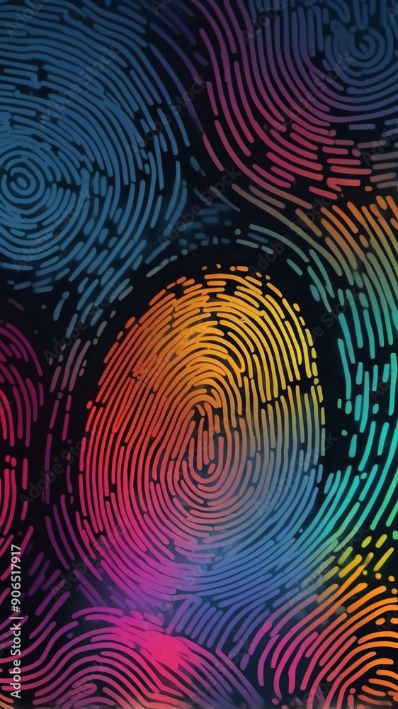 Aufkleber colorful digital fingerprint scan pattern technology abstract background with copy space