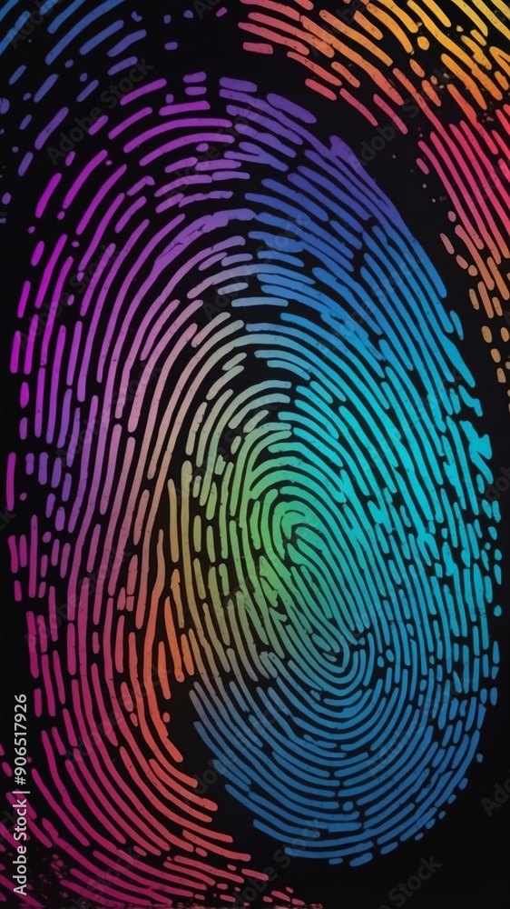 Aufkleber colorful digital fingerprint scan pattern technology abstract background with copy space