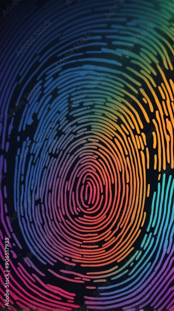 Aufkleber colorful digital fingerprint scan pattern technology abstract background with copy space