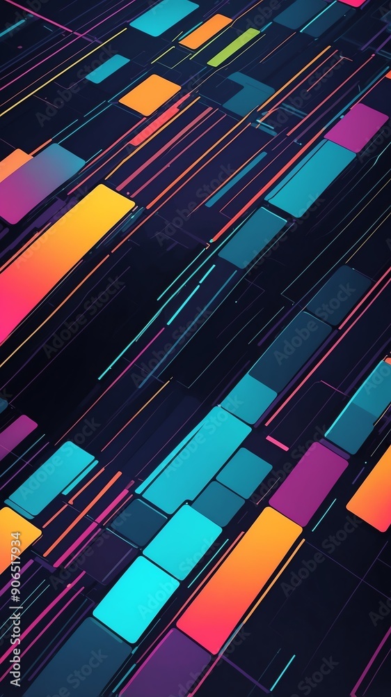 Poster colorful futuristic grid lines pattern technology abstract background with copy space