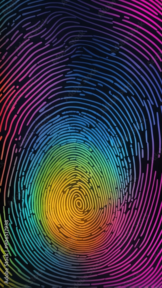 Aufkleber colorful digital fingerprint scan pattern technology abstract background with copy space