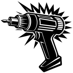 Vector silhouette of a power drill with a bit