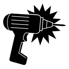 Vector silhouette of a power drill with a bit