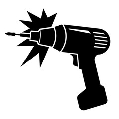 Vector silhouette of a power drill with a bit