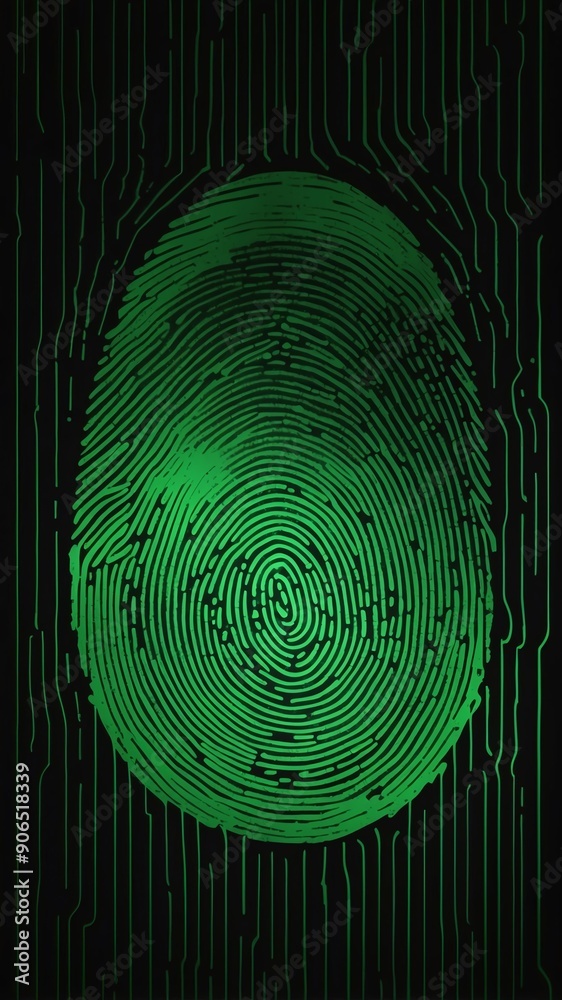 Aufkleber green digital fingerprint scan pattern technology abstract background with copy space