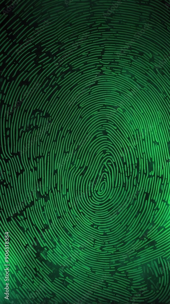 Aufkleber green digital fingerprint scan pattern technology abstract background with copy space