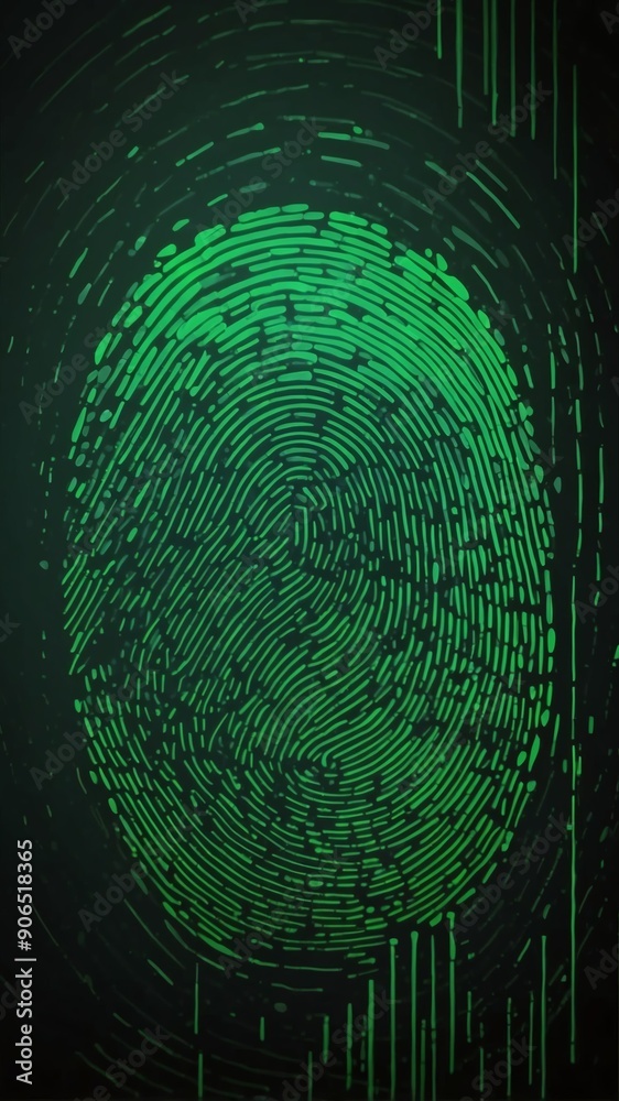 Aufkleber green digital fingerprint scan pattern technology abstract background with copy space