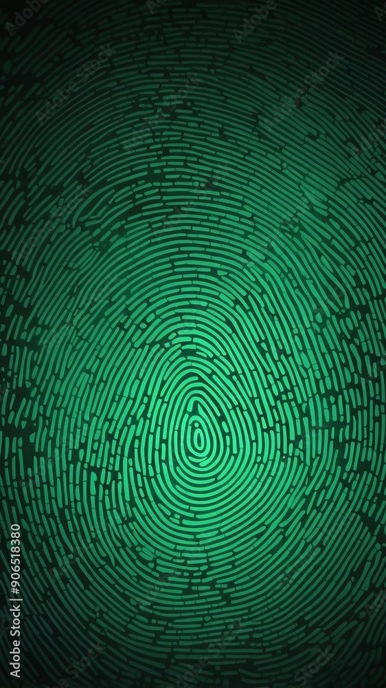 Poster green digital fingerprint scan pattern technology abstract background with copy space