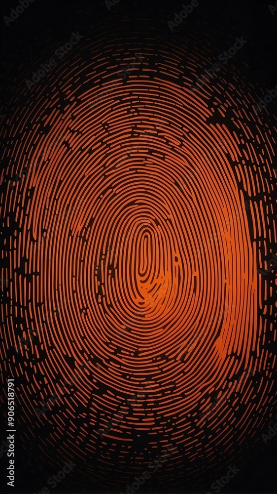 Aufkleber orange digital fingerprint scan pattern technology abstract background with copy space