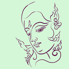 woman face with flowers vector for card decoration illustration