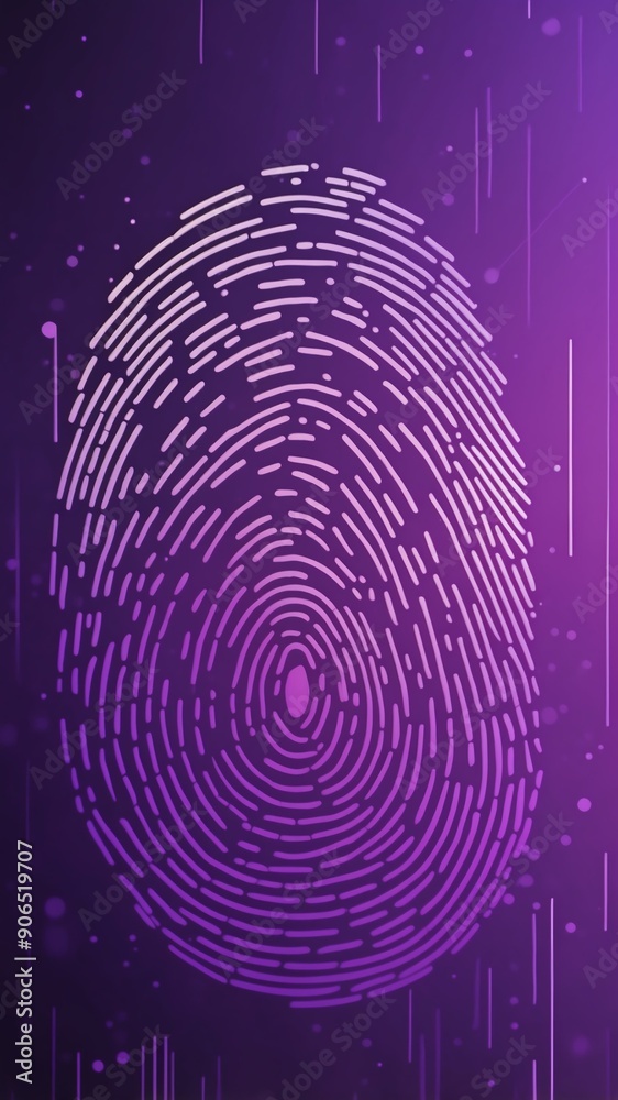 Poster purple digital fingerprint scan pattern technology abstract background with copy space