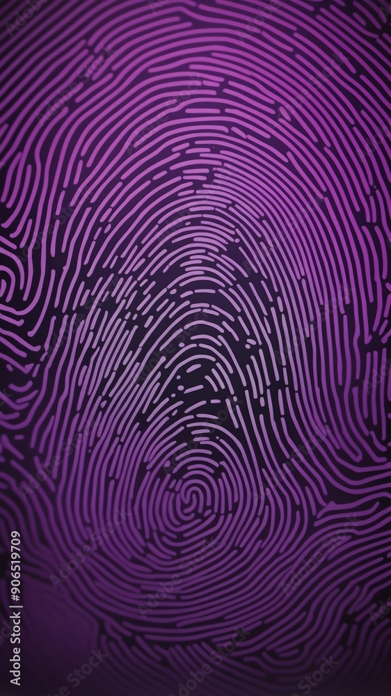 Poster purple digital fingerprint scan pattern technology abstract background with copy space