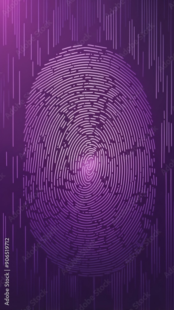 Poster purple digital fingerprint scan pattern technology abstract background with copy space