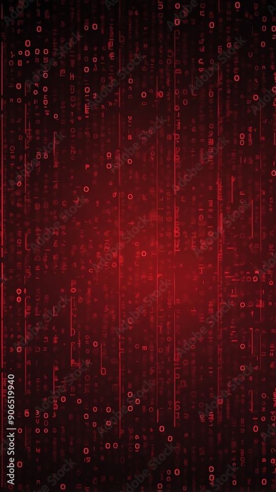 Aufkleber red binary code pattern technology abstract background with copy space