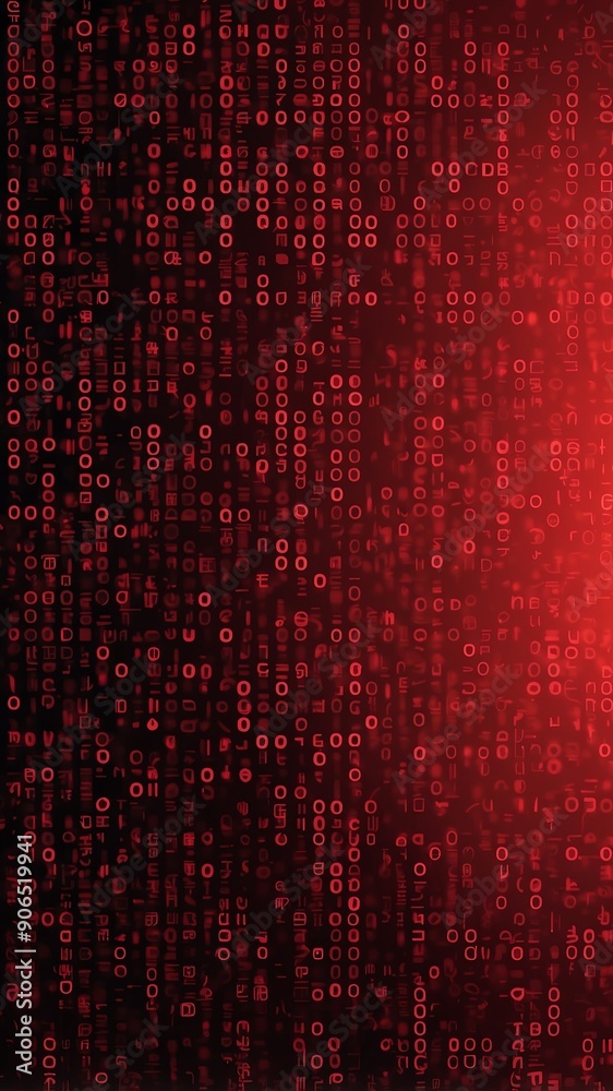 Aufkleber red binary code pattern technology abstract background with copy space