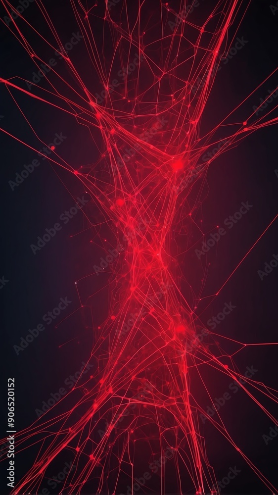 Poster red neural network visualization neon lights technolog technology abstract background with copy space