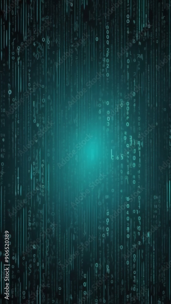 Aufkleber teal binary code pattern technology abstract background with copy space
