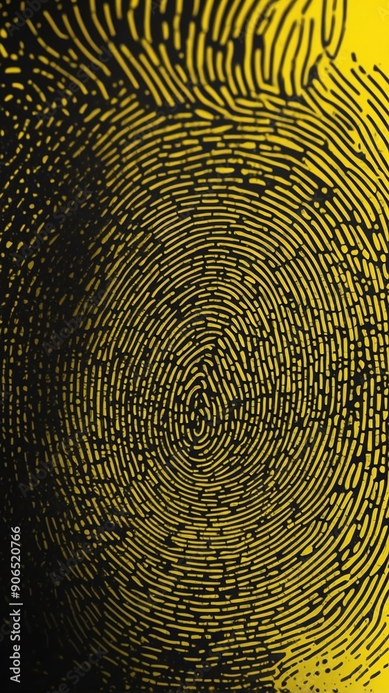 Aufkleber yellow digital fingerprint scan pattern technology abstract background with copy space