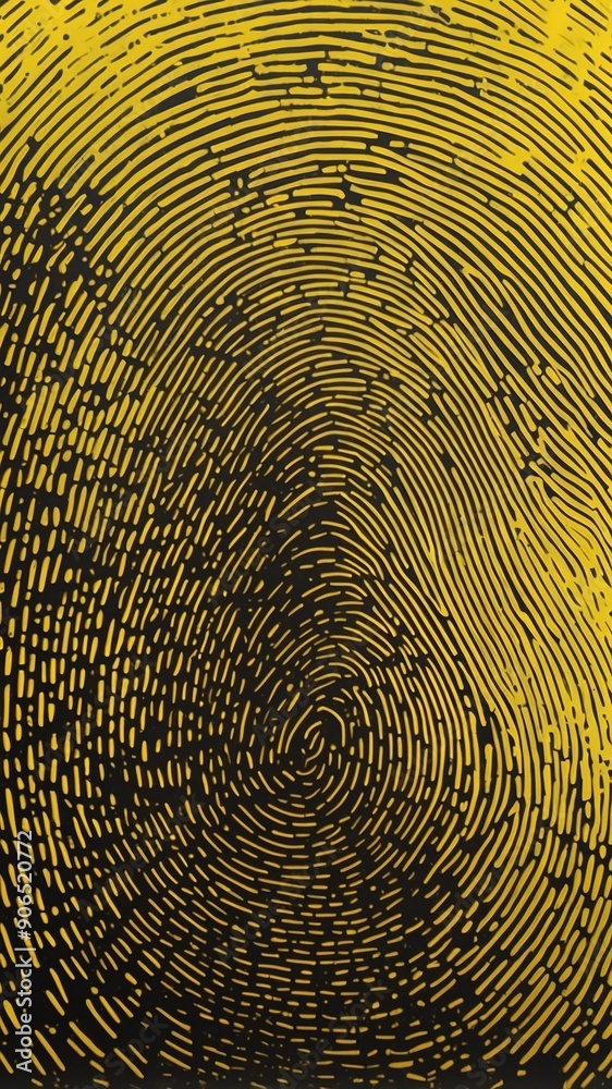 Aufkleber yellow digital fingerprint scan pattern technology abstract background with copy space