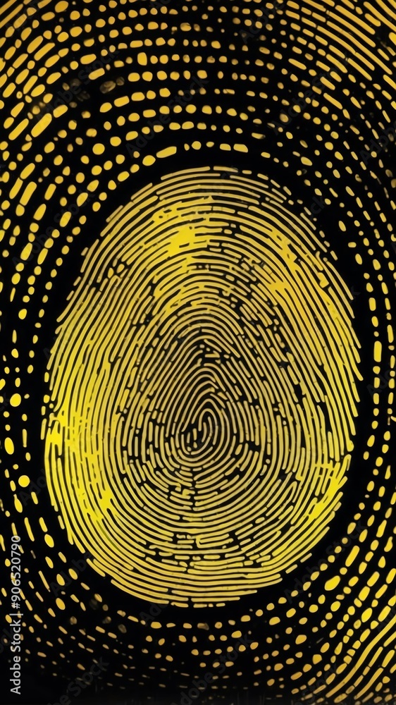 Aufkleber yellow digital fingerprint scan pattern technology abstract background with copy space
