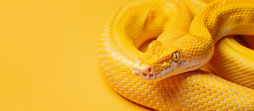 A vibrant yellow snake coiled on a yellow background, symbolizing the Python programming language.