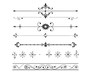 Set of Fancy Decorative Ornamental Lines vector. ai generated