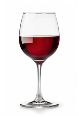 Wine Glass Filled with Red Wine Isolated on White Background, High-Resolution Wine Imagery, Elegant Glassware, Rich Red Wine Color, Clean and Simple Design, Ideal for Beverage Photography
