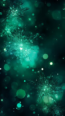 Digital green snowflake glitter pattern abstract poster background