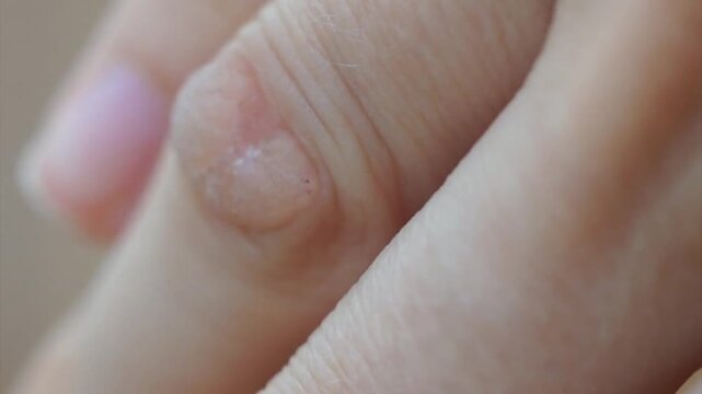 Big wart on ring finger, extreme close up. Skin diseases. human papillomavirus. Aesthetic medicine. Dermatology doctor. Laser surgery. 