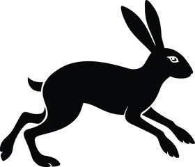Silhouette of running hare black creative rabbit artwork