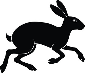 Silhouette of running hare black creative rabbit artwork