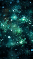 Digital green snowflake glitter pattern abstract poster background