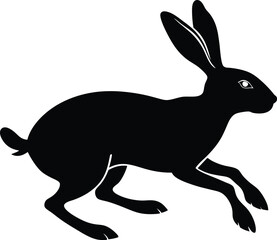 Silhouette of running hare black creative rabbit artwork