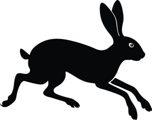 Silhouette of running hare black creative rabbit artwork