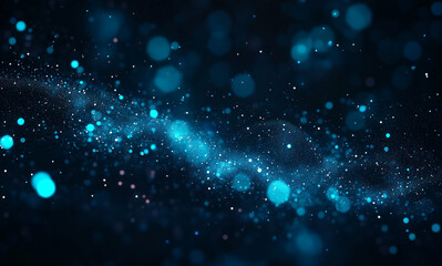 Fototapeta premium A bright cyan frame with drifting holographic particles on a dark background, great for futuristic and space themes.