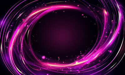 Naklejka premium A radiant magenta frame with flowing light trails on a dark background, perfect for vibrant and energetic designs.