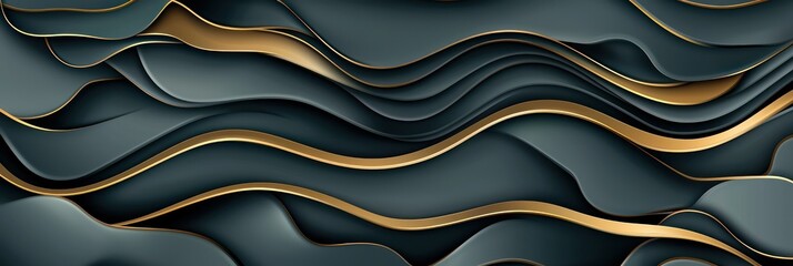 Elegant Minimalist Dark Background with Gold Lines Vector Graphic, Generative Ai