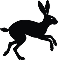 Silhouette of running hare black creative rabbit artwork