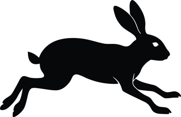 Silhouette of running hare black creative rabbit artwork
