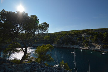 France, illustration of the sea and cove in Marseille in summer.