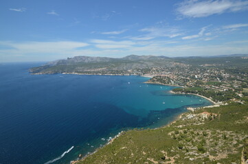 Fototapeta premium France, illustration of the sea and cove in Marseille in summer.