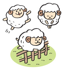 白くもふもふのかわいい羊のキャラ素材