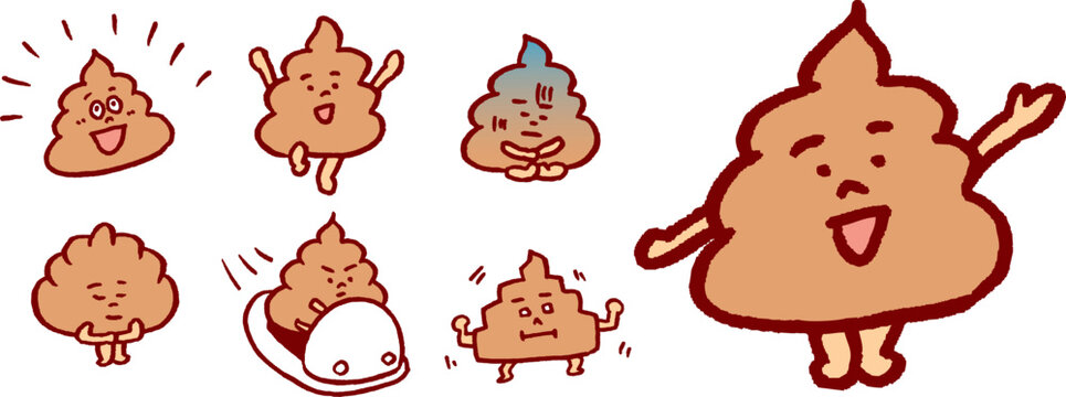茶色で形のきれいなかわいいうんこのキャラ素材